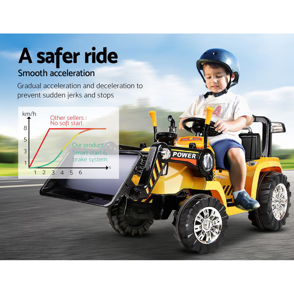 Rigo Kids Ride On Bulldozer Digger Electric Car Yellow-Baby & Kids > Ride on Cars, Go-karts & Bikes-PEROZ Accessories
