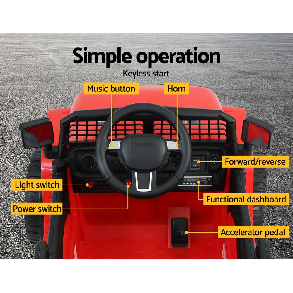 Rigo Kids Ride On Car Electric 12V Car Toys Jeep Battery Remote Control Red-Baby & Kids > Ride on Cars, Go-karts & Bikes-PEROZ Accessories