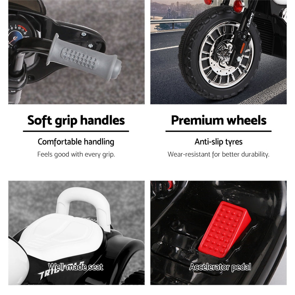Rigo Kids Ride On Motorbike Motorcycle Toys Black White-Baby & Kids > Ride on Cars, Go-karts & Bikes-PEROZ Accessories