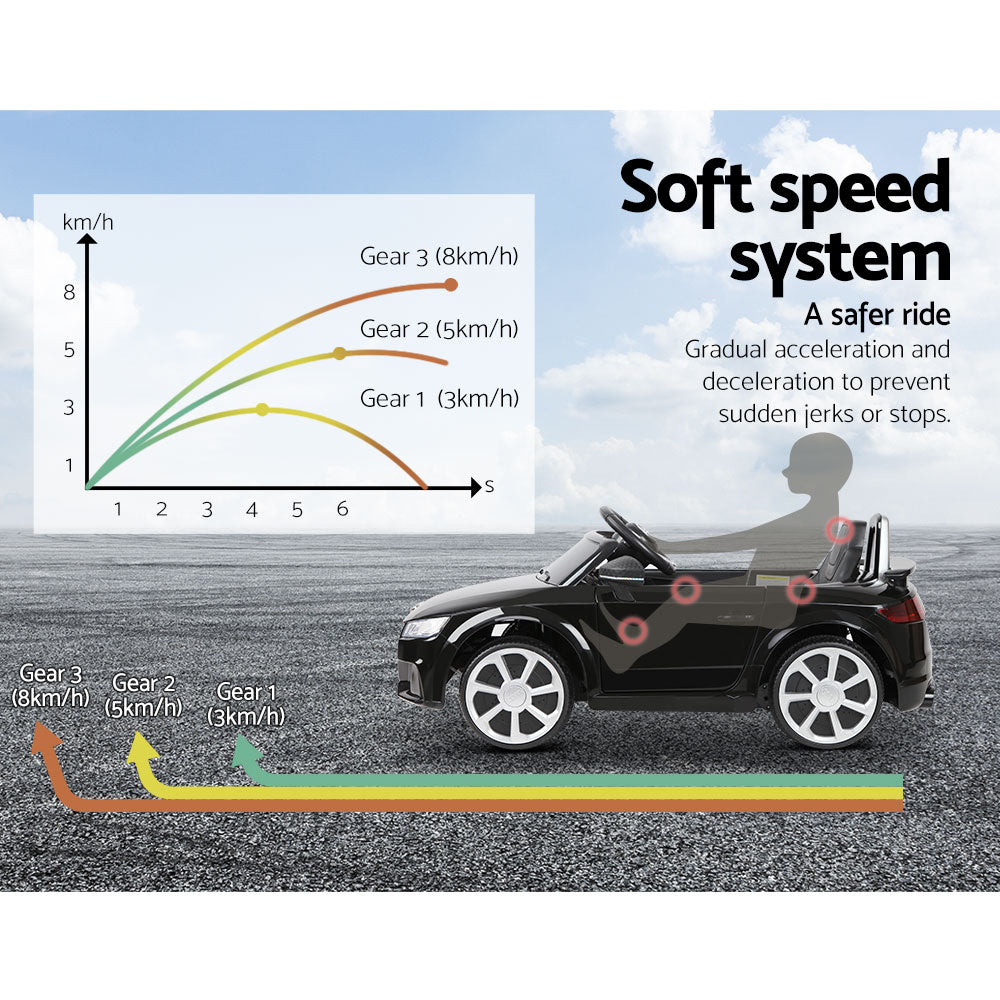 Kids Ride On Car Audi Licensed TT RS Black-Baby & Kids > Ride on Cars, Go-karts & Bikes-PEROZ Accessories