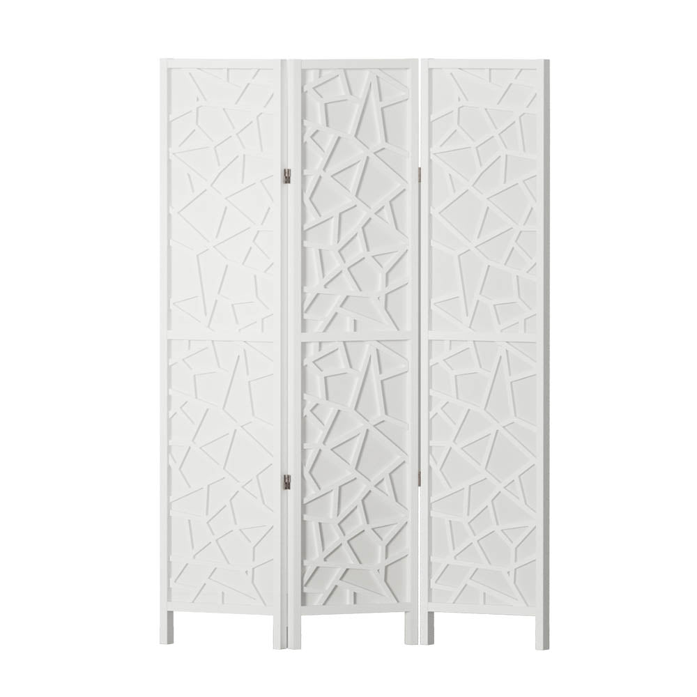 Artiss Clover Room Divider Screen Privacy Wood Dividers Stand 3 Panel White-Furniture > Living Room - Peroz Australia - Image - 1
