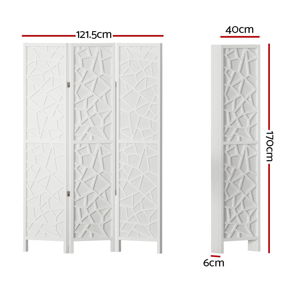 Artiss Clover Room Divider Screen Privacy Wood Dividers Stand 3 Panel White-Furniture > Living Room - Peroz Australia - Image - 2