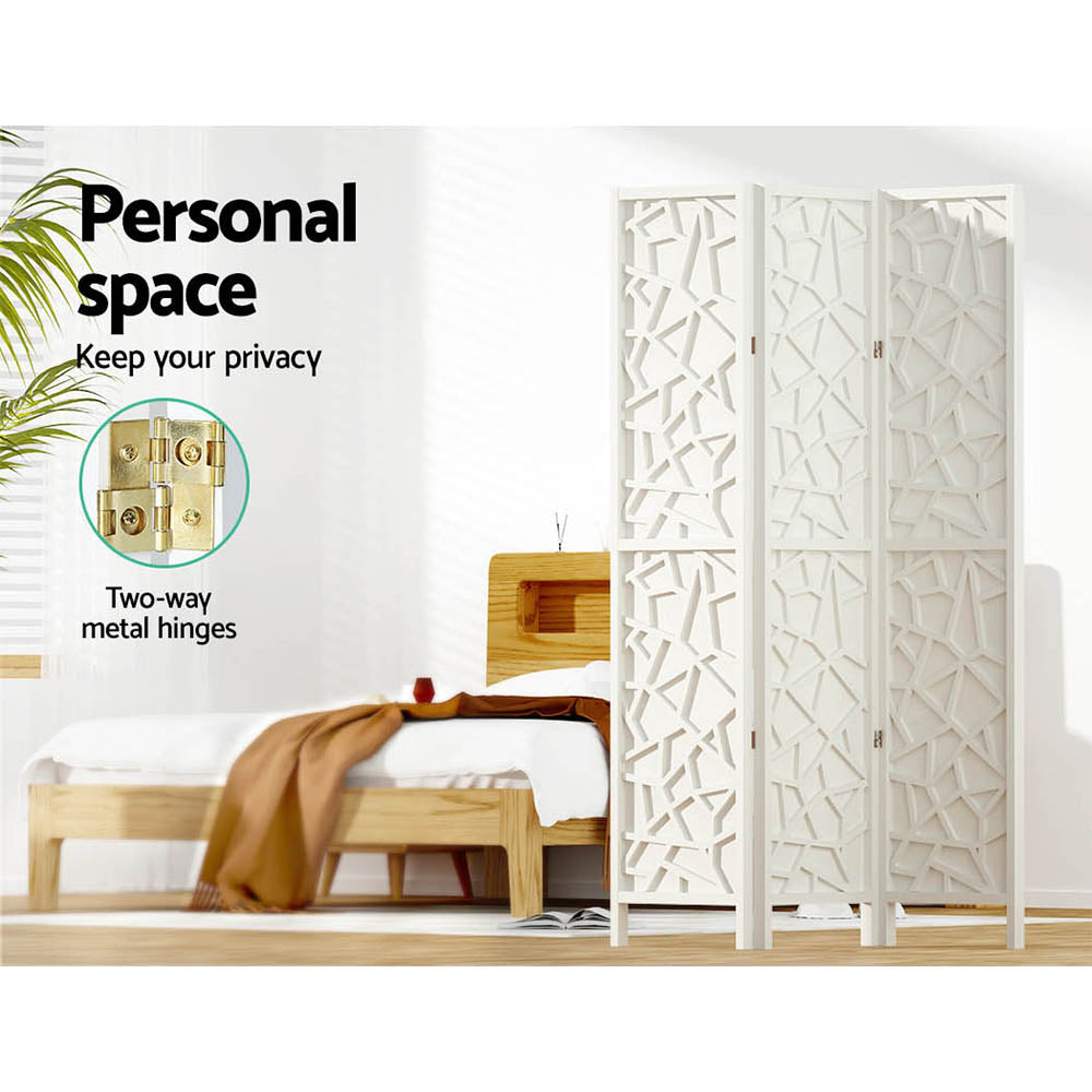 Artiss Clover Room Divider Screen Privacy Wood Dividers Stand 3 Panel White-Furniture > Living Room - Peroz Australia - Image - 5
