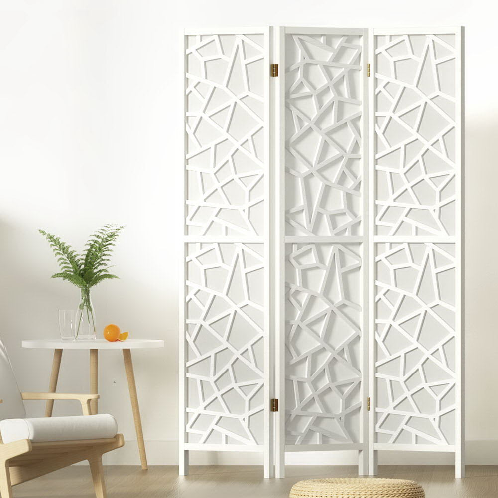 Artiss Clover Room Divider Screen Privacy Wood Dividers Stand 3 Panel White-Furniture > Living Room - Peroz Australia - Image - 8