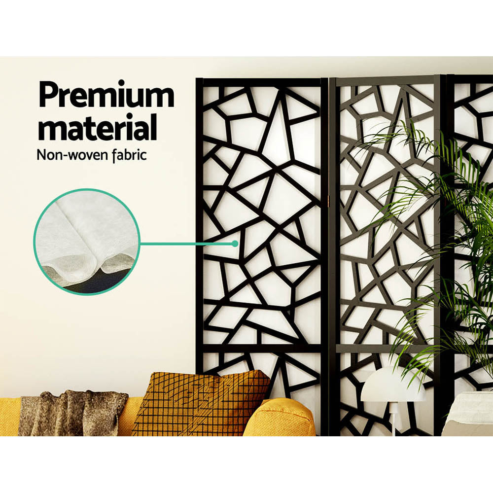 Artiss Clover Room Divider Screen Privacy Wood Dividers Stand 4 Panel Black-Furniture > Living Room - Peroz Australia - Image - 7