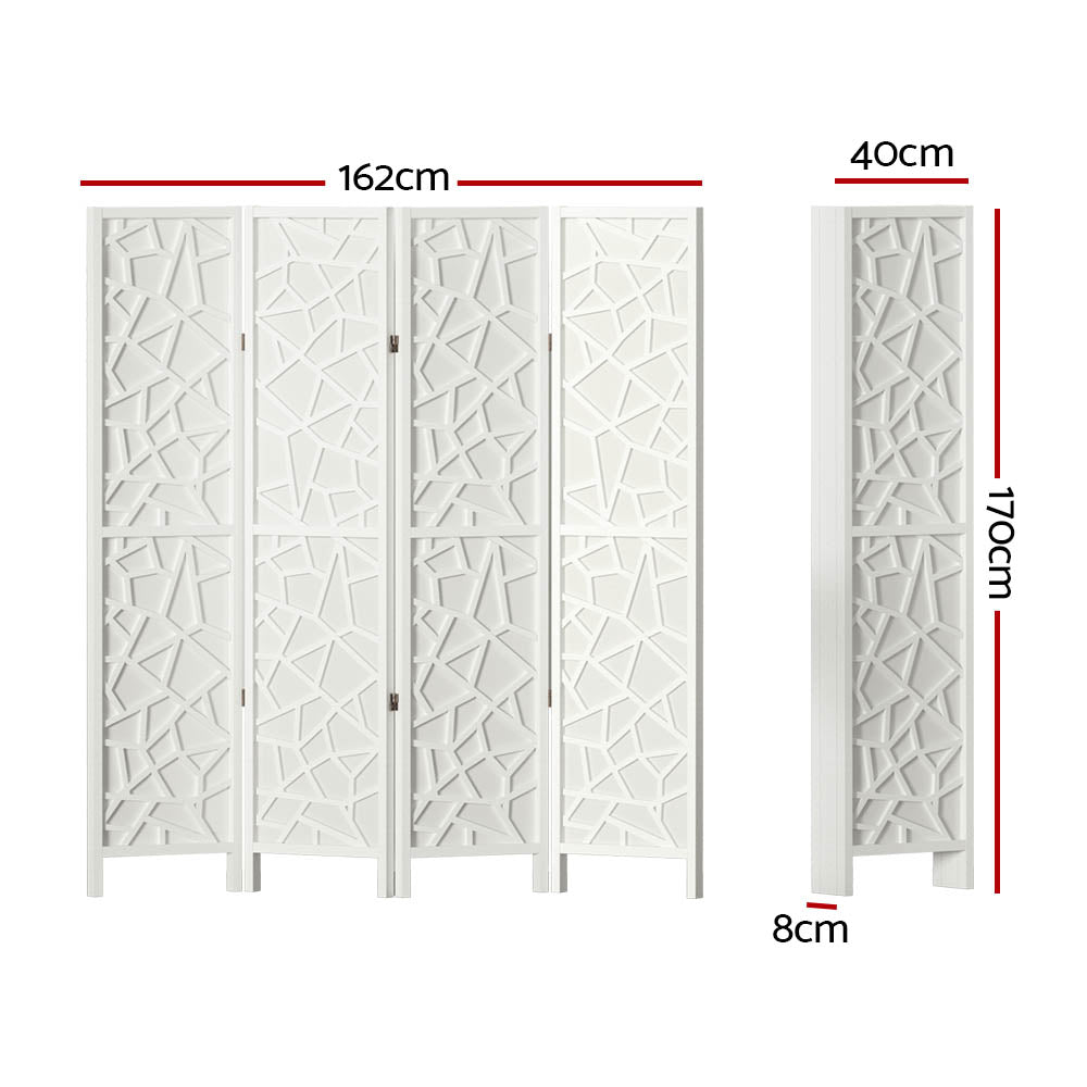 Artiss Clover Room Divider Screen Privacy Wood Dividers Stand 4 Panel White-Furniture > Living Room - Peroz Australia - Image - 2