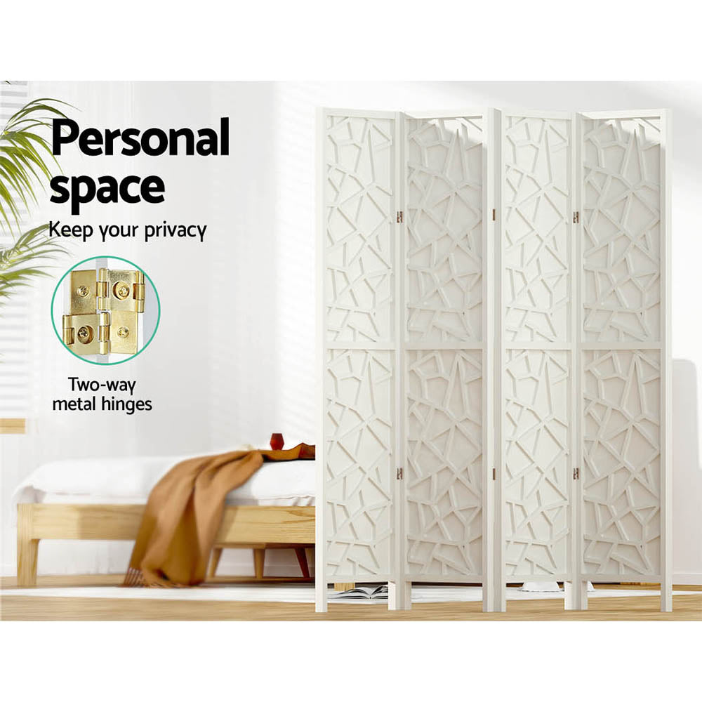 Artiss Clover Room Divider Screen Privacy Wood Dividers Stand 4 Panel White-Furniture > Living Room - Peroz Australia - Image - 5