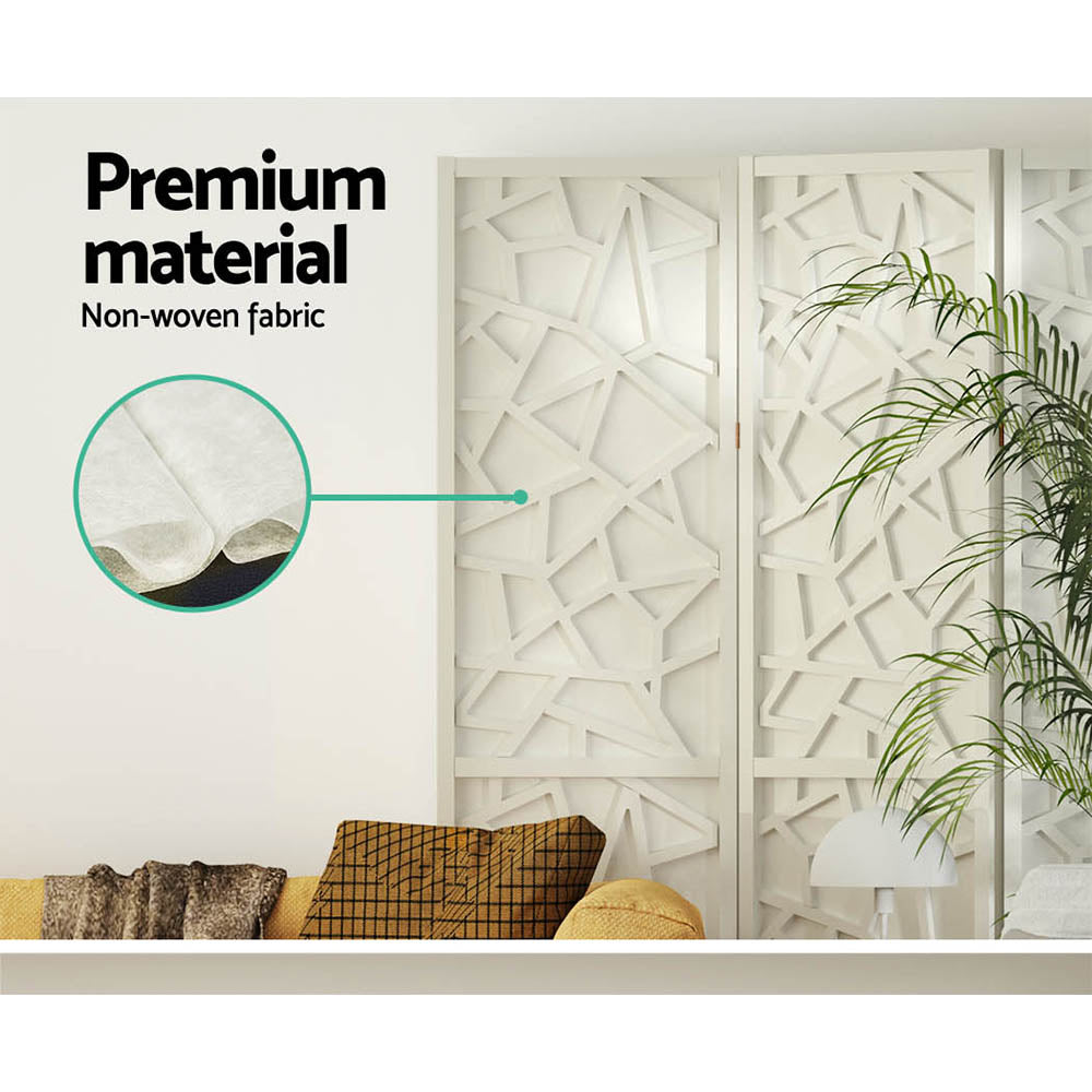 Artiss Clover Room Divider Screen Privacy Wood Dividers Stand 4 Panel White-Furniture > Living Room - Peroz Australia - Image - 7
