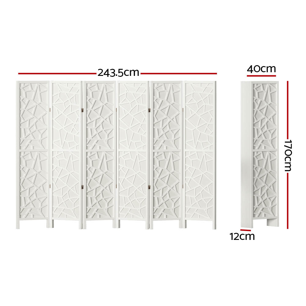 Artiss Clover Room Divider Screen Privacy Wood Dividers Stand 6 Panel White-Furniture > Living Room - Peroz Australia - Image - 2