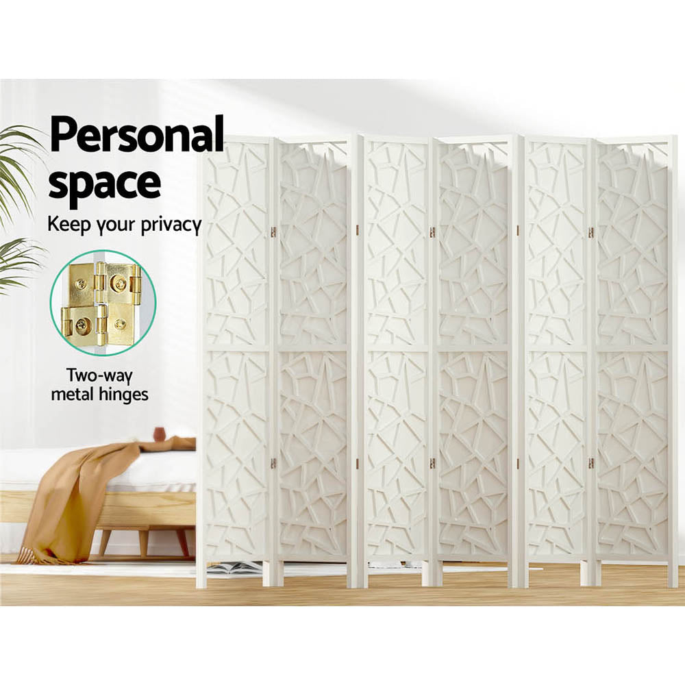Artiss Clover Room Divider Screen Privacy Wood Dividers Stand 6 Panel White-Furniture > Living Room - Peroz Australia - Image - 5