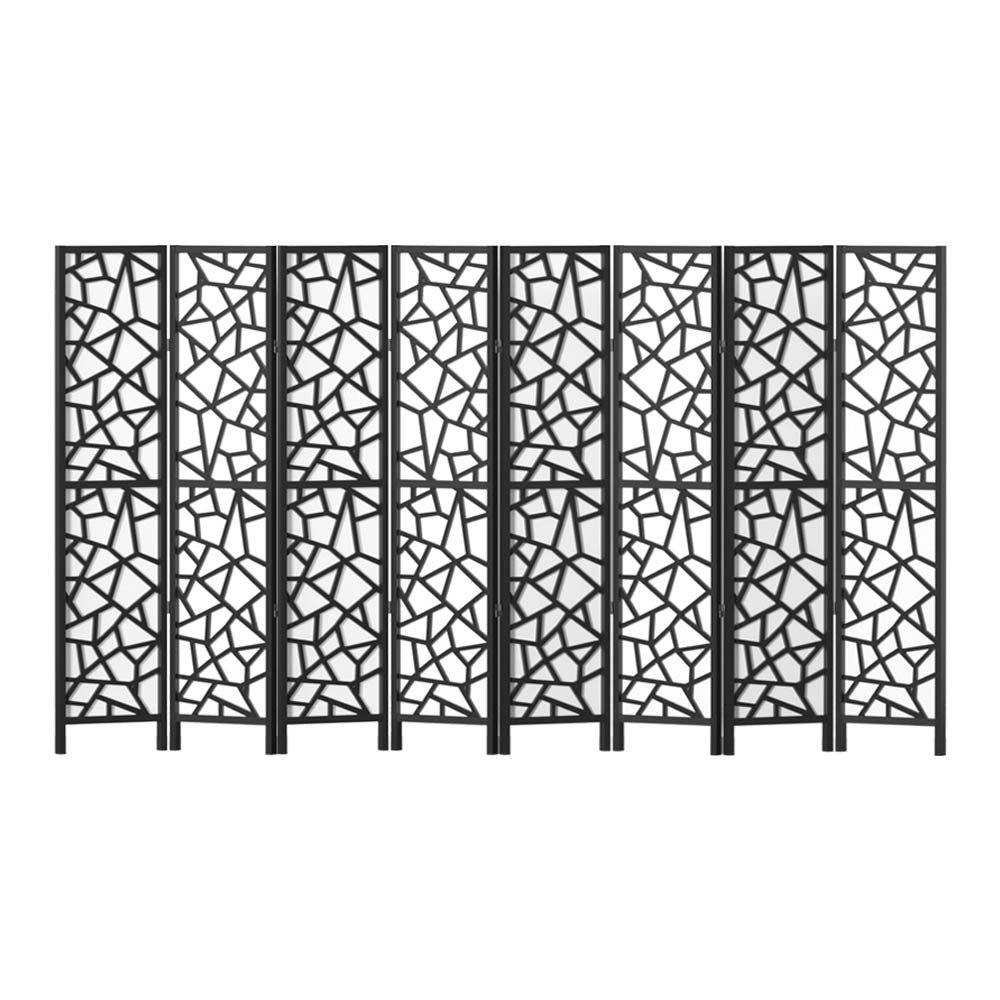 Artiss Clover Room Divider Screen Privacy Wood Dividers Stand 8 Panel Black-Furniture > Living Room - Peroz Australia - Image - 1