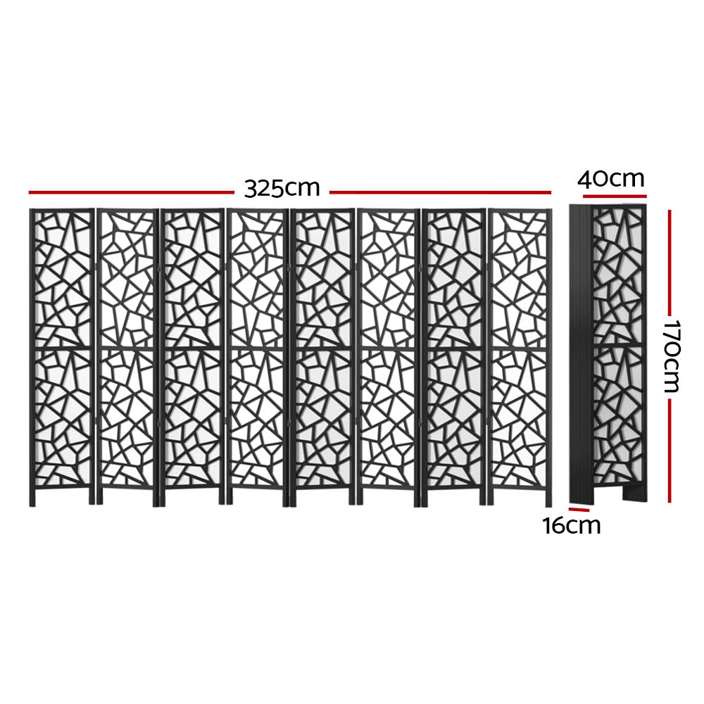 Artiss Clover Room Divider Screen Privacy Wood Dividers Stand 8 Panel Black-Furniture > Living Room - Peroz Australia - Image - 2