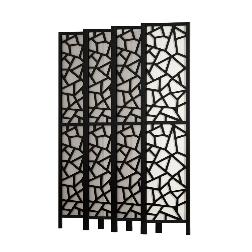 Artiss Clover Room Divider Screen Privacy Wood Dividers Stand 8 Panel Black-Furniture > Living Room - Peroz Australia - Image - 4