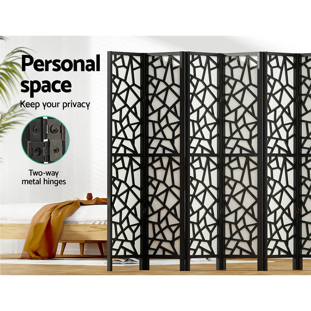 Artiss Clover Room Divider Screen Privacy Wood Dividers Stand 8 Panel Black-Furniture > Living Room - Peroz Australia - Image - 5