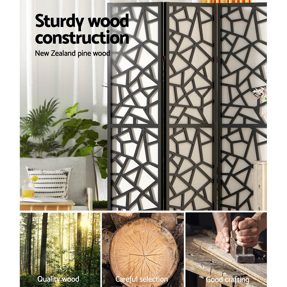 Artiss Clover Room Divider Screen Privacy Wood Dividers Stand 8 Panel Black-Furniture > Living Room - Peroz Australia - Image - 6