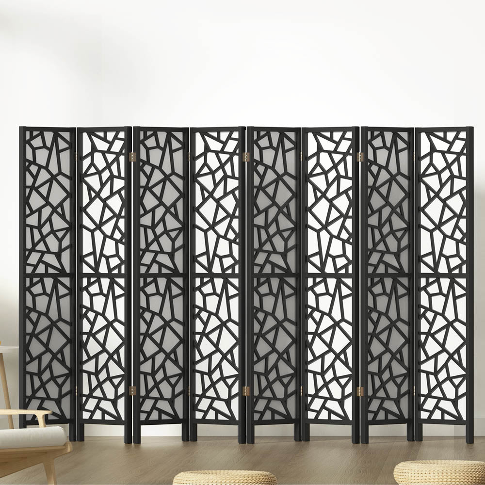 Artiss Clover Room Divider Screen Privacy Wood Dividers Stand 8 Panel Black-Furniture > Living Room - Peroz Australia - Image - 8