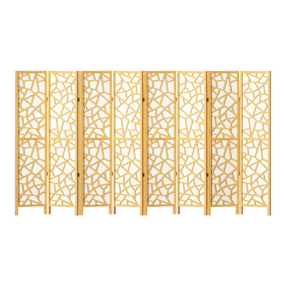 Artiss Clover Room Divider Screen Privacy Wood Dividers Stand 8 Panel Natural-Furniture > Living Room - Peroz Australia - Image - 1