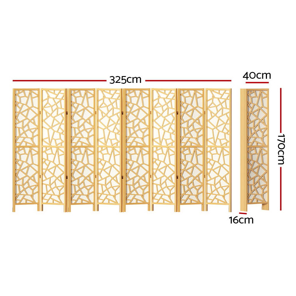 Artiss Clover Room Divider Screen Privacy Wood Dividers Stand 8 Panel Natural-Furniture > Living Room - Peroz Australia - Image - 2