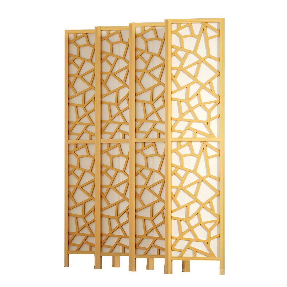 Artiss Clover Room Divider Screen Privacy Wood Dividers Stand 8 Panel Natural-Furniture > Living Room - Peroz Australia - Image - 4