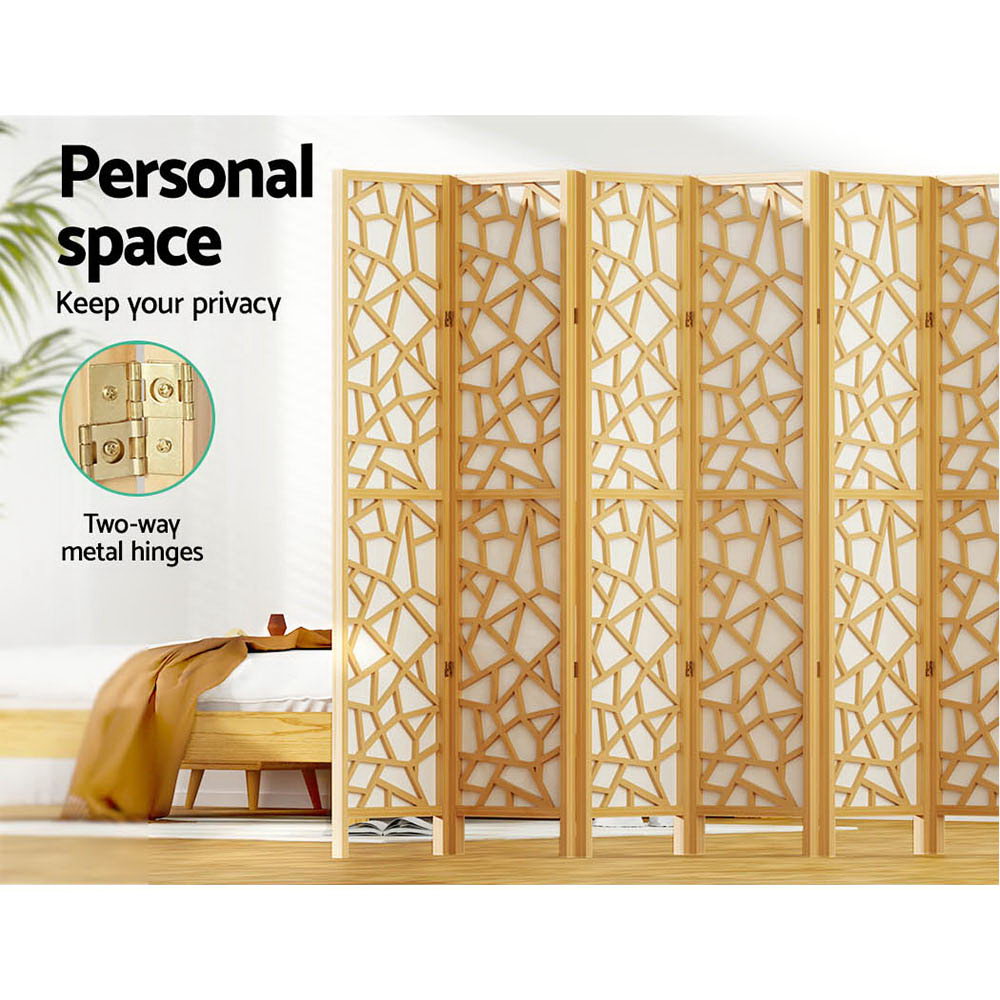 Artiss Clover Room Divider Screen Privacy Wood Dividers Stand 8 Panel Natural-Furniture > Living Room - Peroz Australia - Image - 5