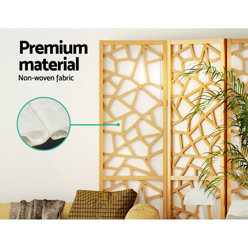 Artiss Clover Room Divider Screen Privacy Wood Dividers Stand 8 Panel Natural-Furniture > Living Room - Peroz Australia - Image - 7