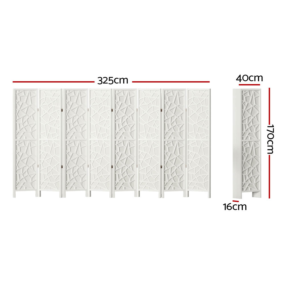 Artiss Clover Room Divider Screen Privacy Wood Dividers Stand 8 Panel White-Furniture > Living Room - Peroz Australia - Image - 2