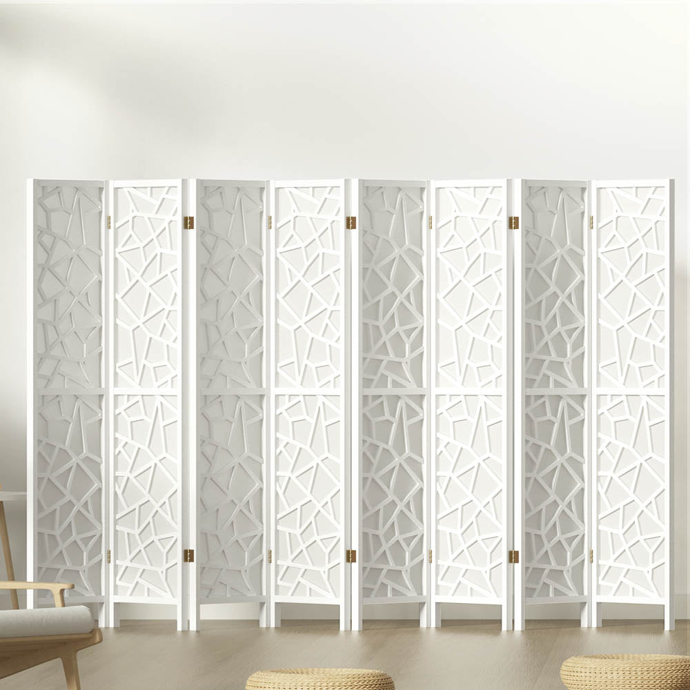 Artiss Clover Room Divider Screen Privacy Wood Dividers Stand 8 Panel White-Furniture > Living Room - Peroz Australia - Image - 8