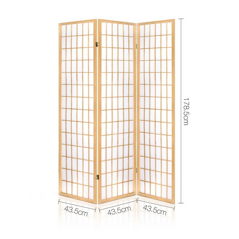 Artiss Room Divider Screen Wood Timber Dividers Fold Stand Wide Beige 3 Panel-Furniture > Living Room - Peroz Australia - Image - 2