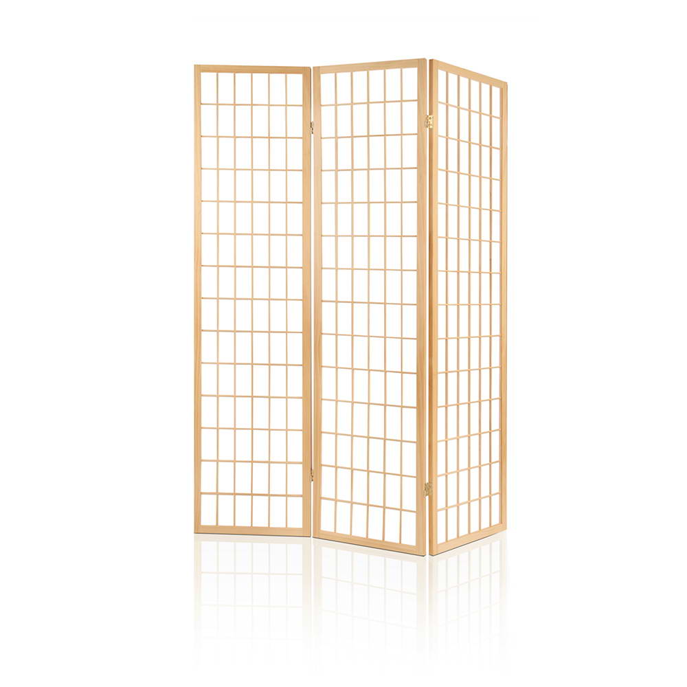 Artiss Room Divider Screen Wood Timber Dividers Fold Stand Wide Beige 3 Panel-Furniture > Living Room - Peroz Australia - Image - 3
