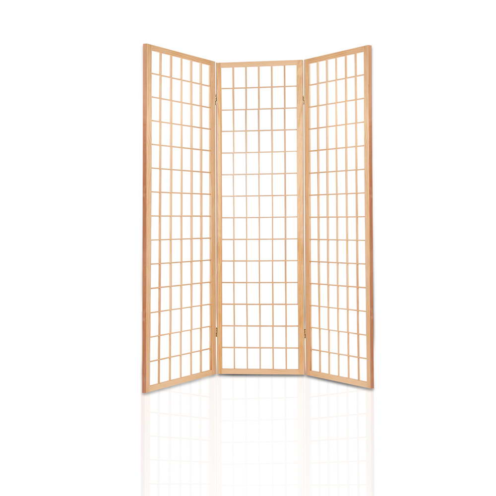 Artiss Room Divider Screen Wood Timber Dividers Fold Stand Wide Beige 3 Panel-Furniture > Living Room - Peroz Australia - Image - 4