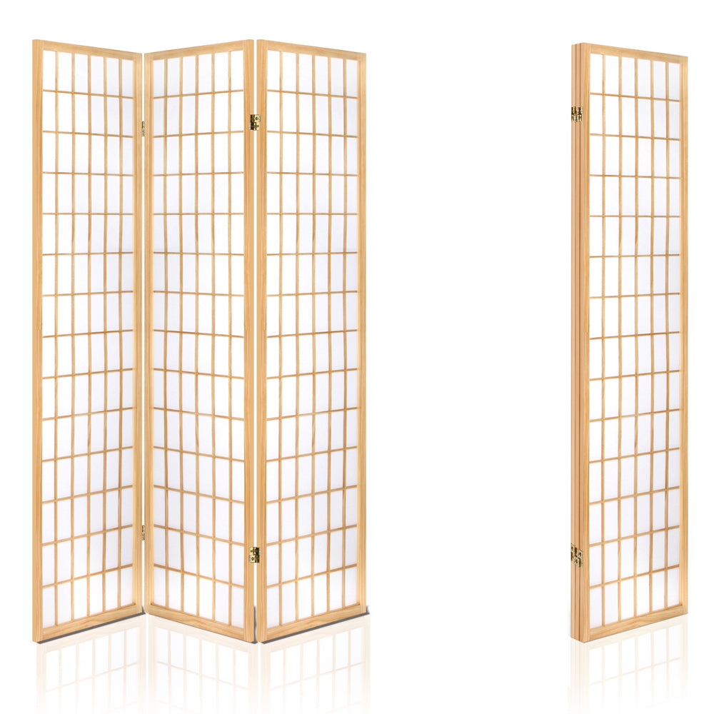 Artiss Room Divider Screen Wood Timber Dividers Fold Stand Wide Beige 3 Panel-Furniture > Living Room - Peroz Australia - Image - 5