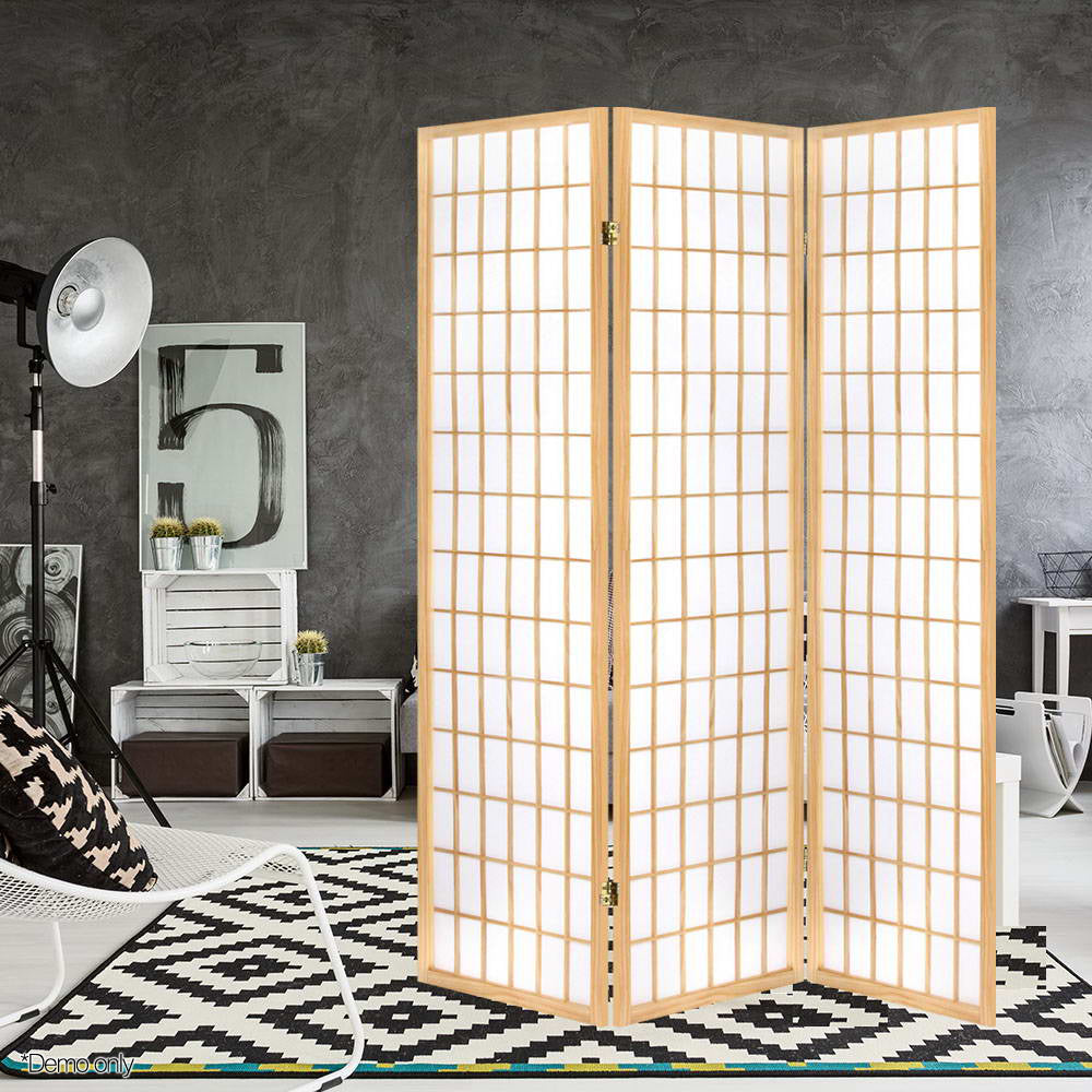 Artiss Room Divider Screen Wood Timber Dividers Fold Stand Wide Beige 3 Panel-Furniture > Living Room - Peroz Australia - Image - 6