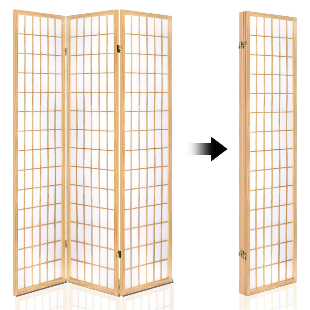 Artiss Room Divider Screen Wood Timber Dividers Fold Stand Wide Beige 4 Panel-Furniture > Living Room - Peroz Australia - Image - 5