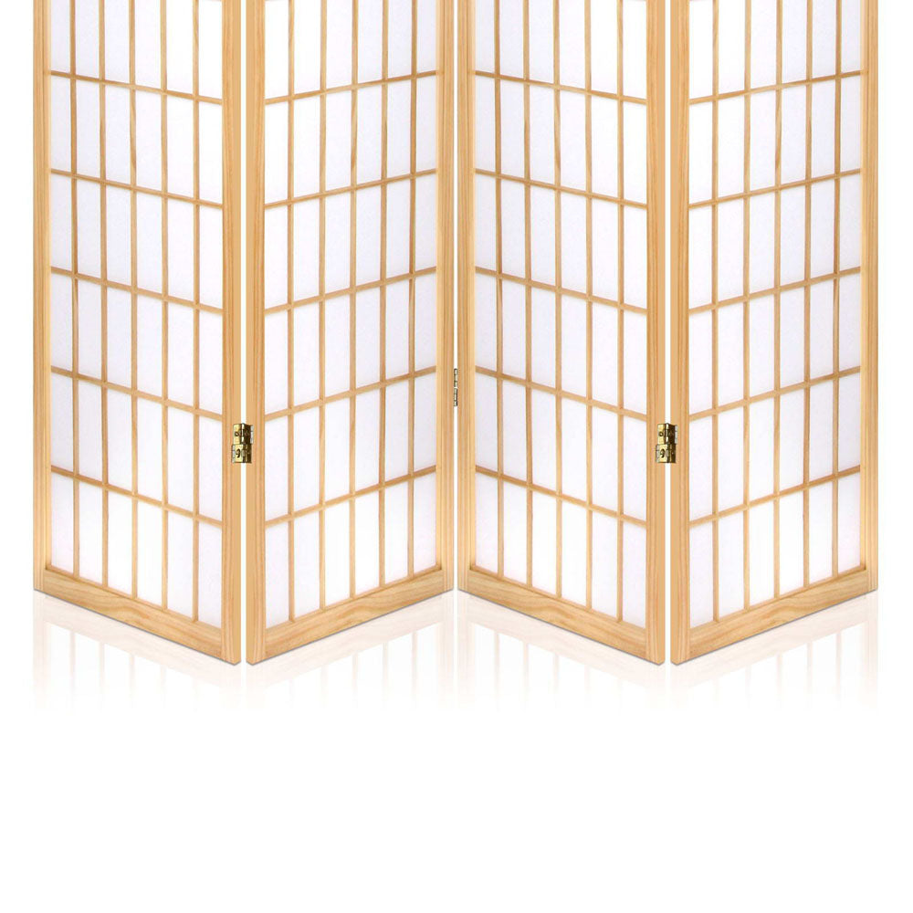 Artiss Room Divider Screen Wood Timber Dividers Fold Stand Wide Beige 4 Panel-Furniture > Living Room - Peroz Australia - Image - 6