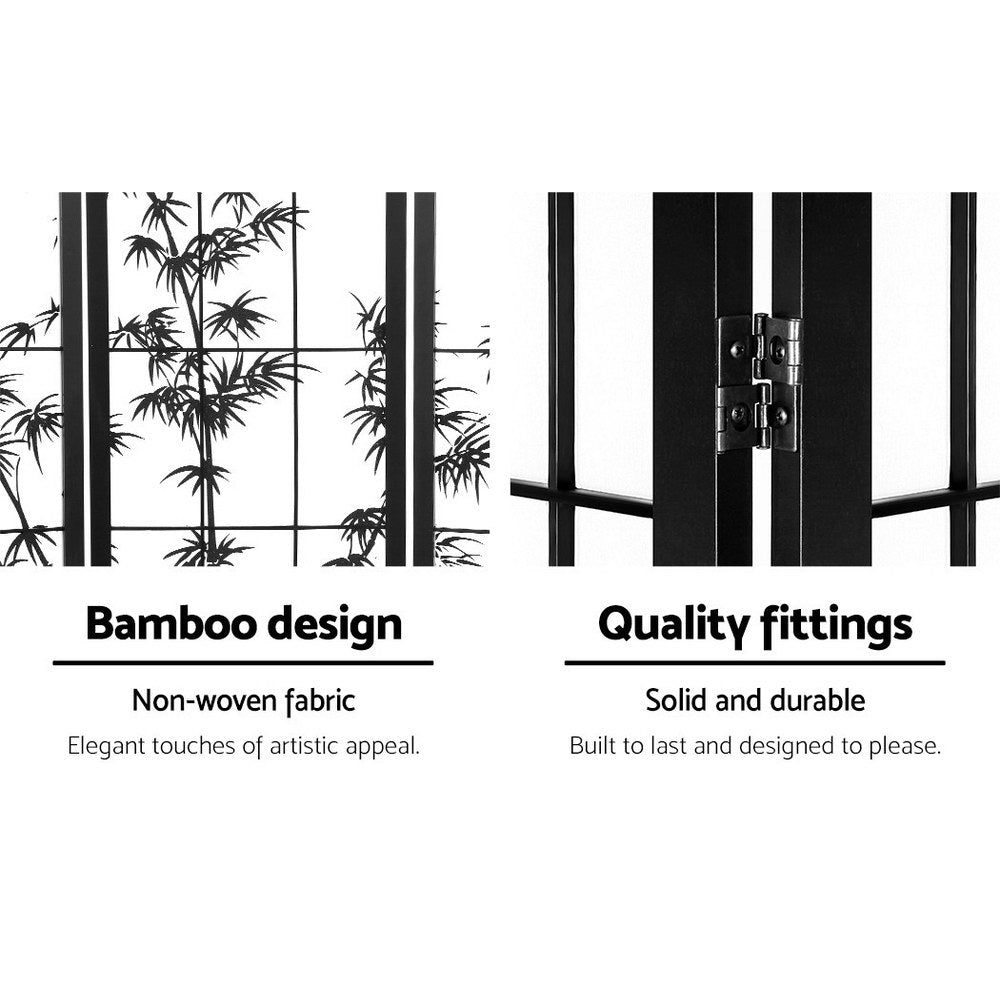 Artiss Room Divider Screen Privacy Dividers Pine Wood Stand Black White 4 Panel-Furniture > Living Room - Peroz Australia - Image - 3