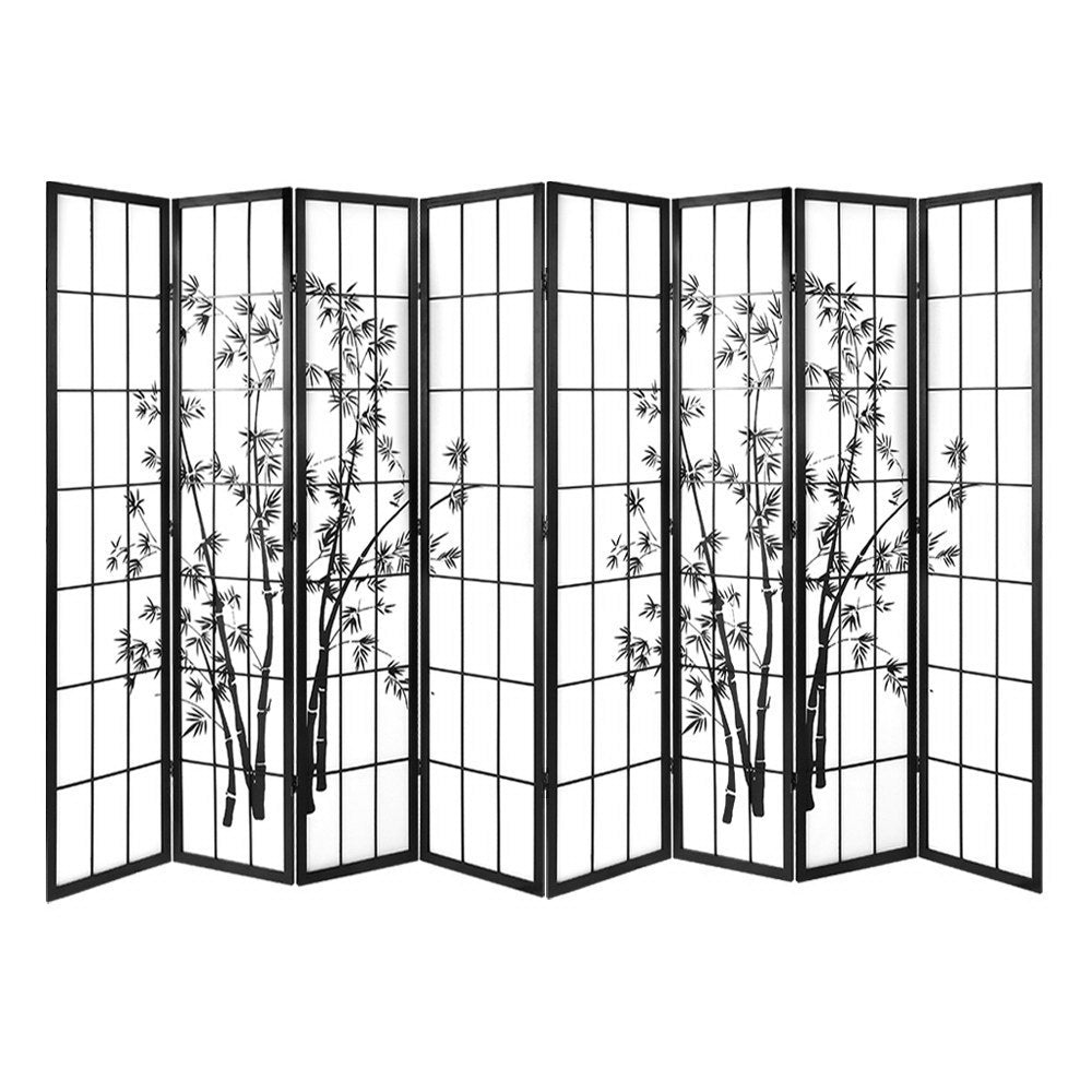 Artiss Room Divider Screen Privacy Dividers Pine Wood Stand Black White 8 Panel-Furniture > Living Room - Peroz Australia - Image - 1