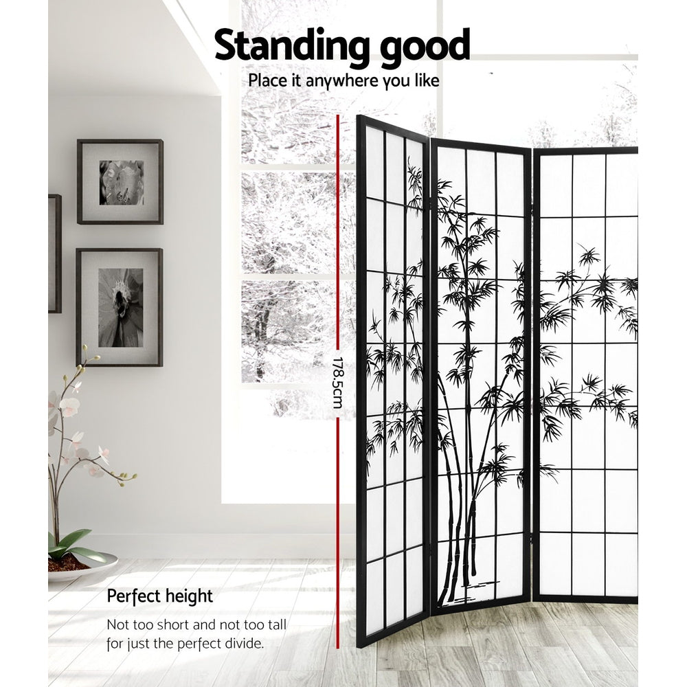 Artiss Room Divider Screen Privacy Dividers Pine Wood Stand Black White 8 Panel-Furniture > Living Room - Peroz Australia - Image - 4