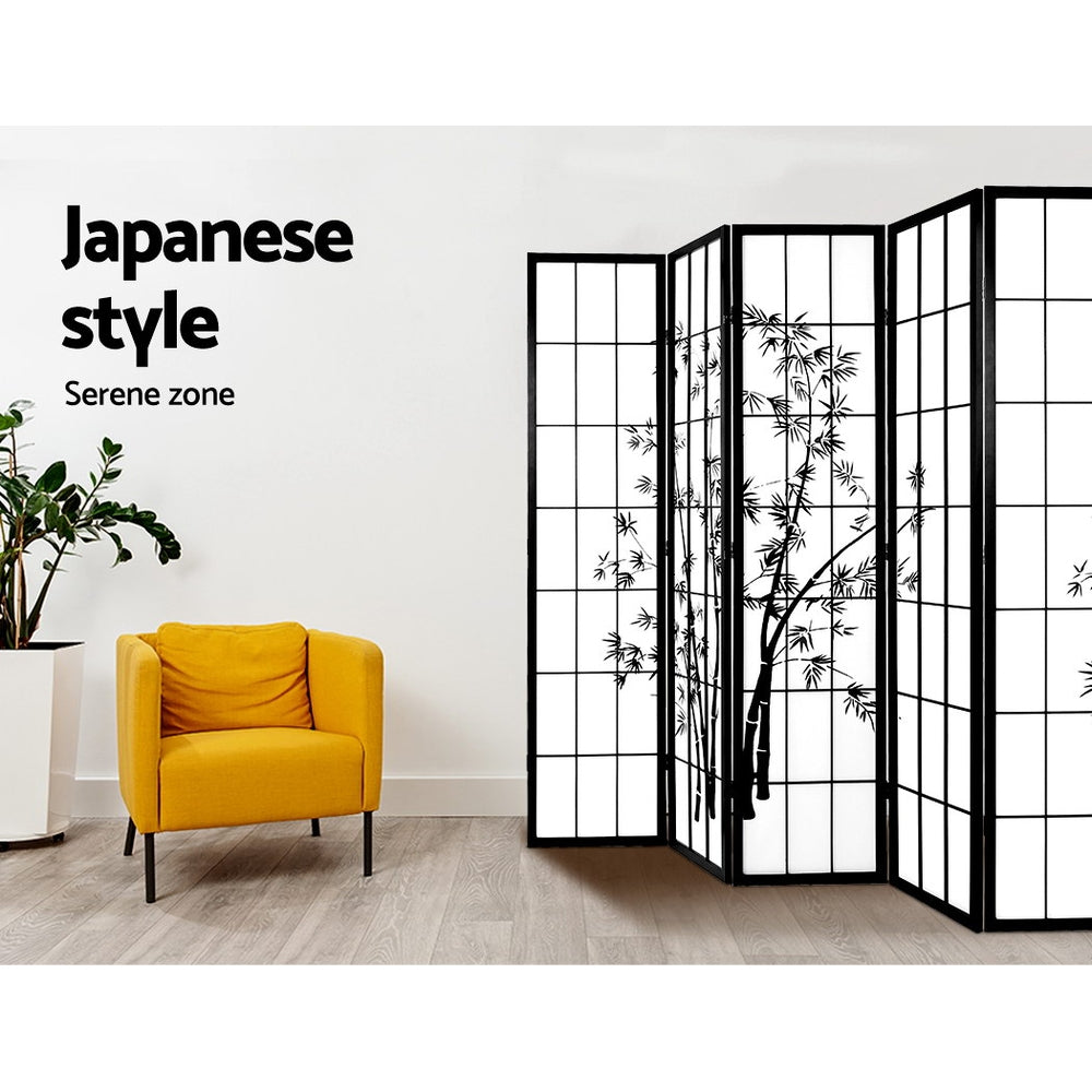 Artiss Room Divider Screen Privacy Dividers Pine Wood Stand Black White 8 Panel-Furniture > Living Room - Peroz Australia - Image - 6