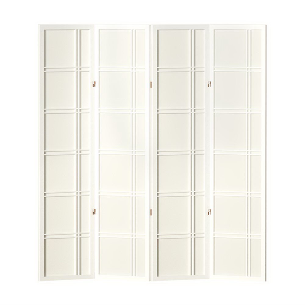 Artiss Room Divider Screen Privacy Wood Dividers Stand 4 Panel Nova White-Furniture > Living Room - Peroz Australia - Image - 1