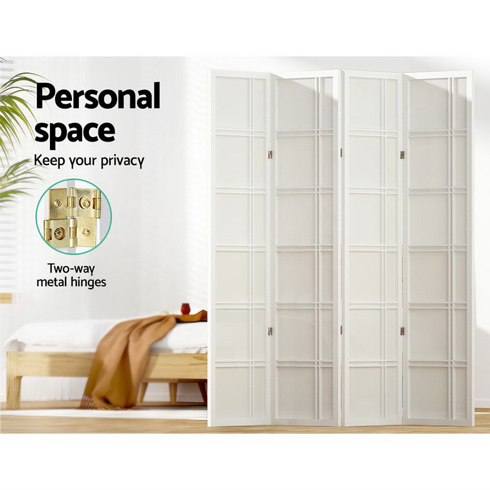 Artiss Room Divider Screen Privacy Wood Dividers Stand 4 Panel Nova White-Furniture > Living Room - Peroz Australia - Image - 5