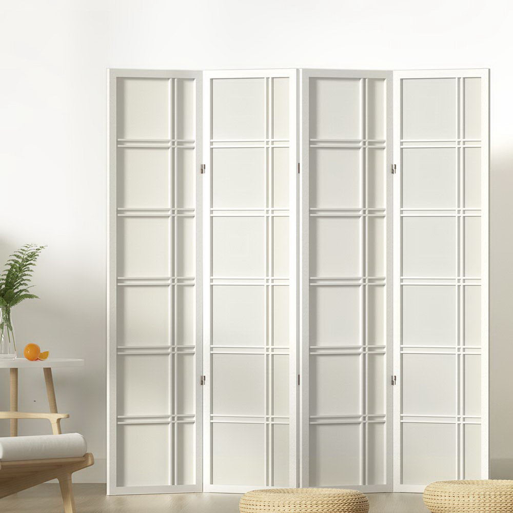 Artiss Room Divider Screen Privacy Wood Dividers Stand 4 Panel Nova White-Furniture > Living Room - Peroz Australia - Image - 8