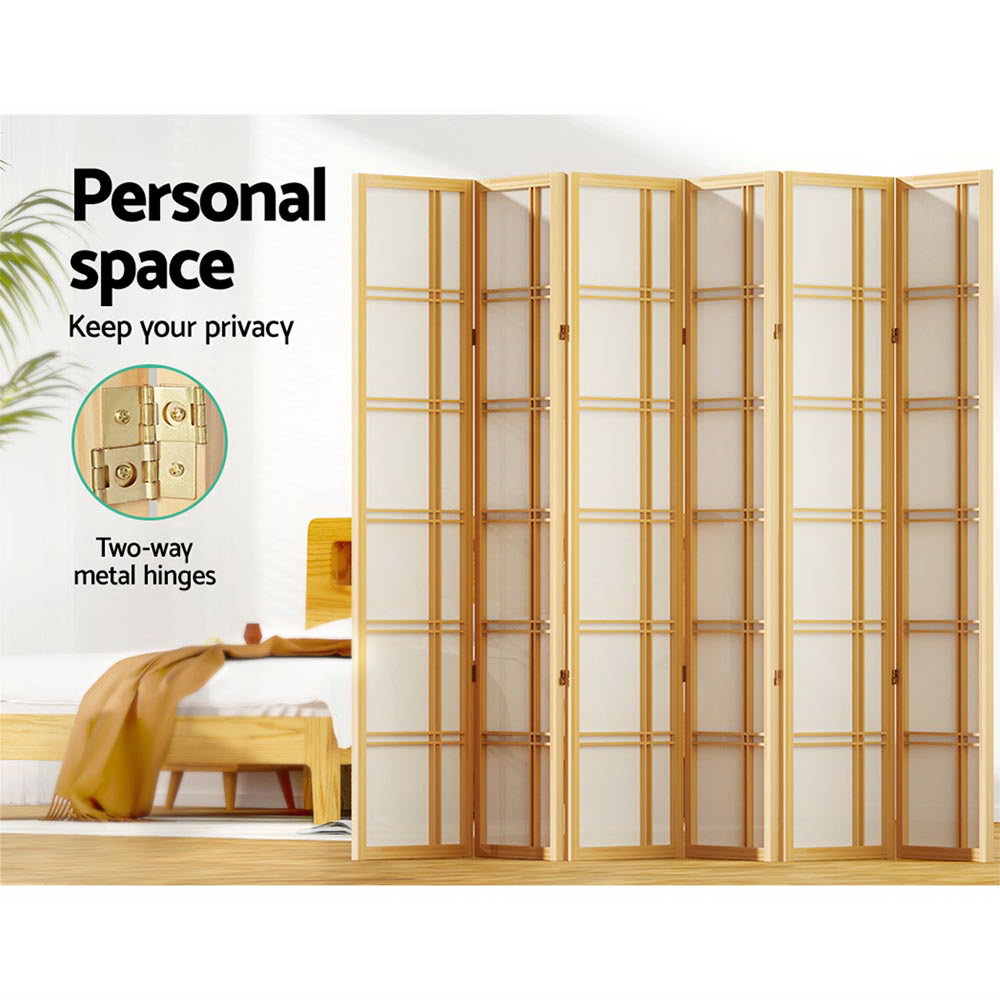 Artiss Room Divider Screen Privacy Wood Dividers Stand 6 Panel Nova Natural-Furniture > Living Room - Peroz Australia - Image - 5