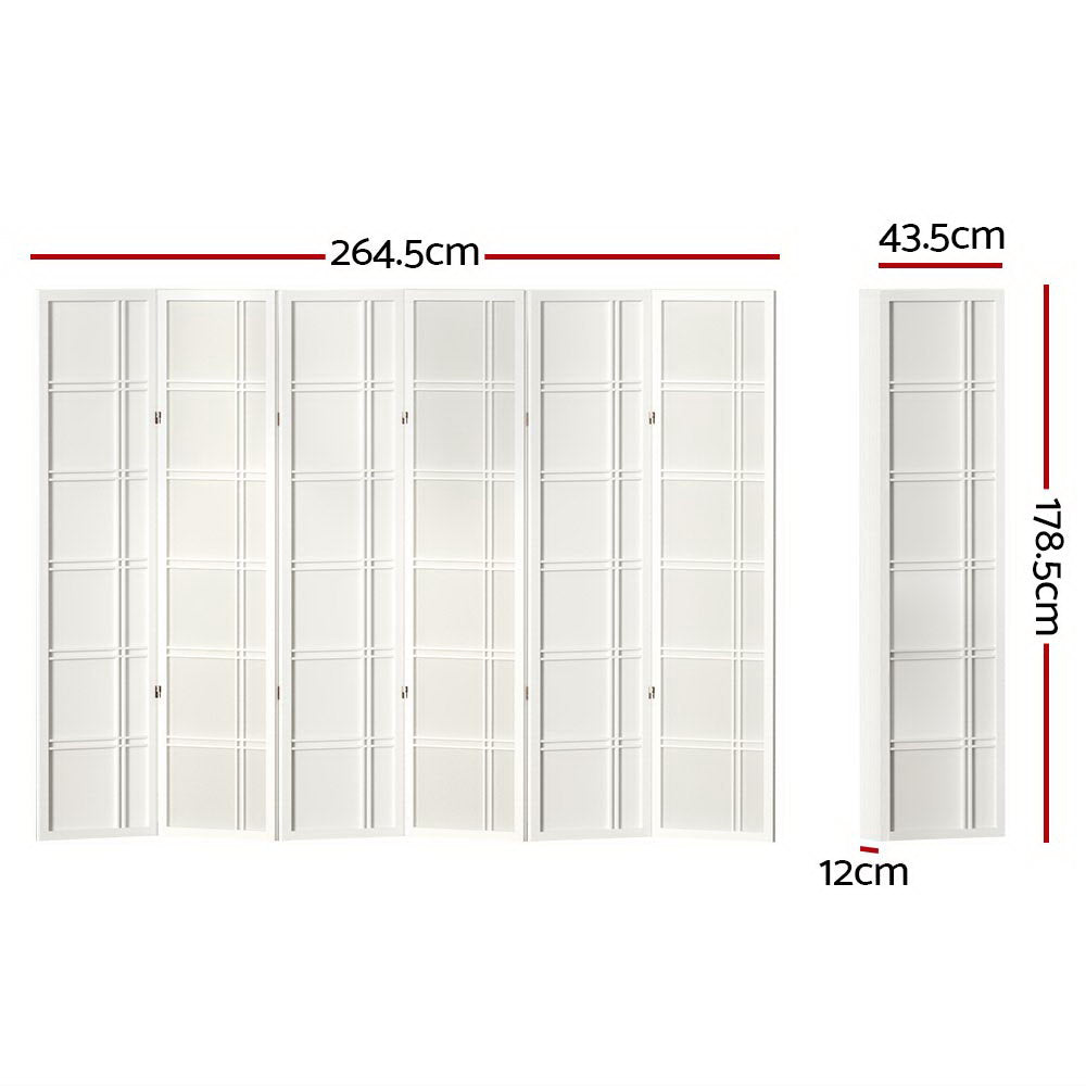 Artiss Room Divider Screen Privacy Wood Dividers Stand 6 Panel Nova White-Furniture > Living Room - Peroz Australia - Image - 2