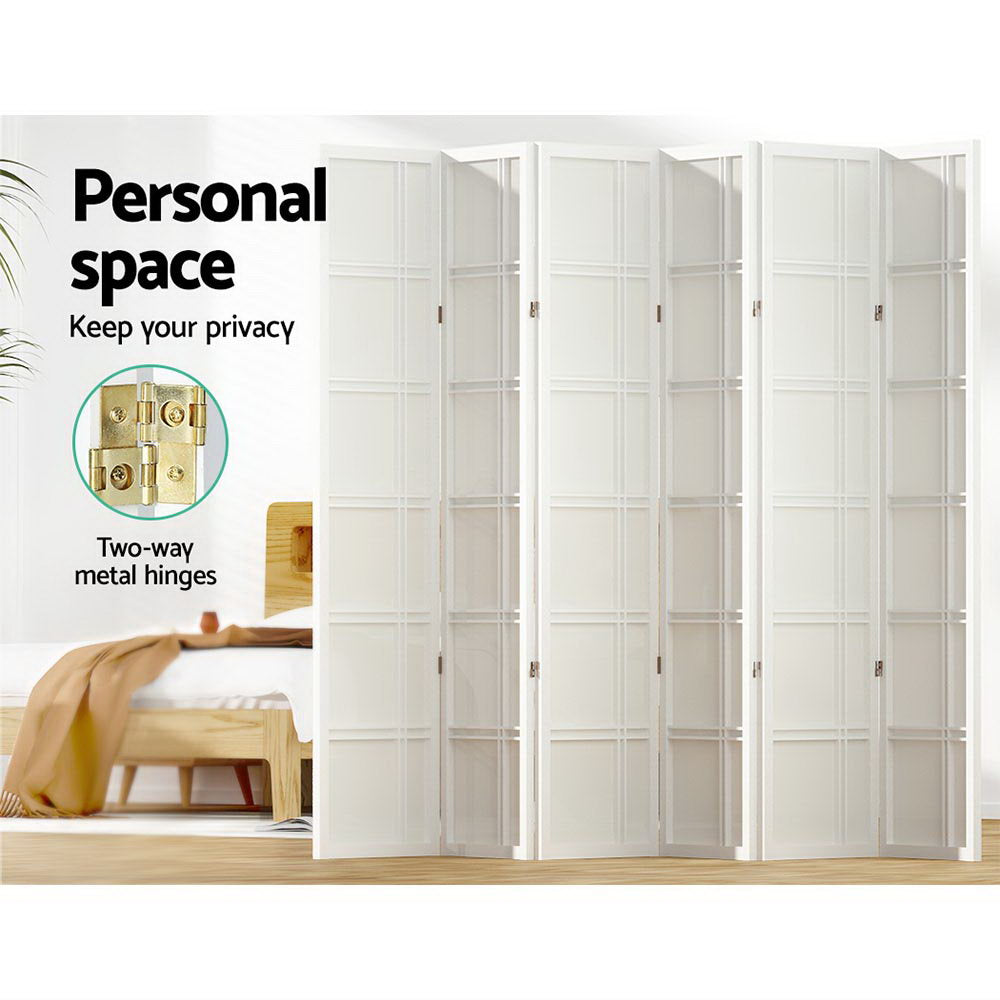 Artiss Room Divider Screen Privacy Wood Dividers Stand 6 Panel Nova White-Furniture > Living Room - Peroz Australia - Image - 5