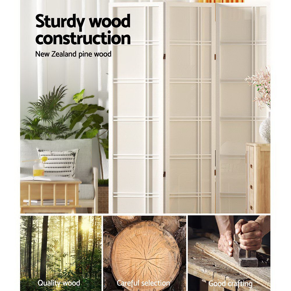 Artiss Room Divider Screen Privacy Wood Dividers Stand 6 Panel Nova White-Furniture > Living Room - Peroz Australia - Image - 6