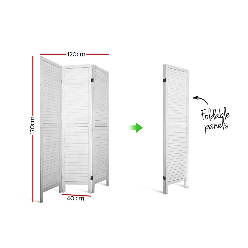 Artiss 3 Panel Room Divider Screen Privacy Wood Dividers Timber Stand White-Furniture > Living Room - Peroz Australia - Image - 3