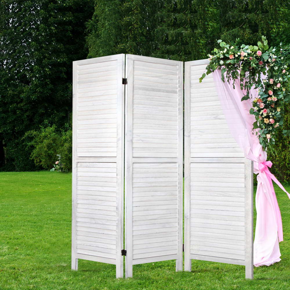 Artiss 3 Panel Room Divider Screen Privacy Wood Dividers Timber Stand White-Furniture > Living Room - Peroz Australia - Image - 1