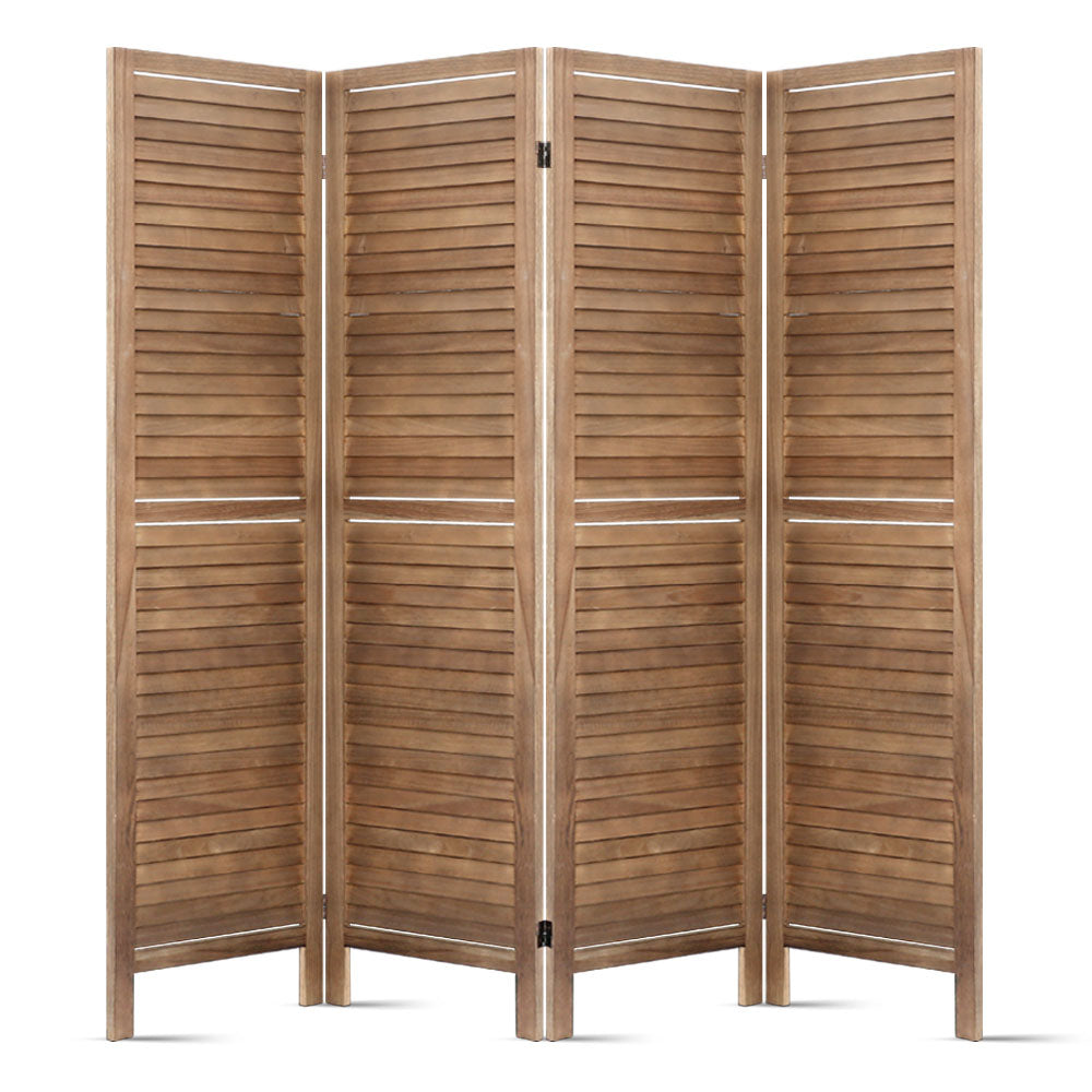 Artiss Room Divider Privacy Screen Foldable Partition Stand 4 Panel Brown-Furniture > Living Room - Peroz Australia - Image - 3