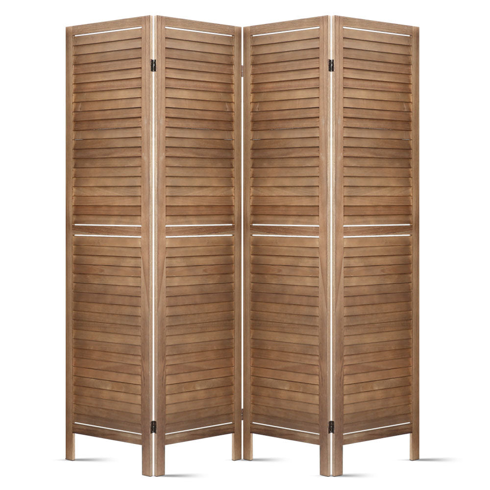 Artiss Room Divider Privacy Screen Foldable Partition Stand 4 Panel Brown-Furniture > Living Room - Peroz Australia - Image - 4