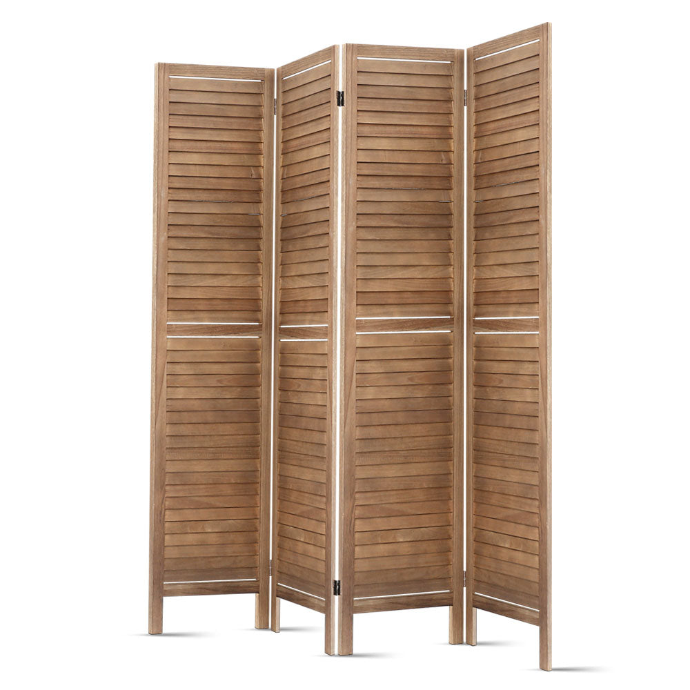 Artiss Room Divider Privacy Screen Foldable Partition Stand 4 Panel Brown-Furniture > Living Room - Peroz Australia - Image - 5